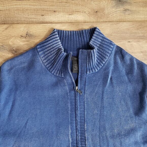 NEW Calvin Klein Jeans Faded Navy Men's Full Zip Blue Knit Sweater Cardigan XXL - Picture 5 of 12
